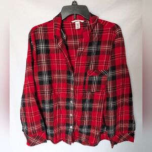 ☘️Victoria's Secret Red and Black Plaid Pajama Top Large